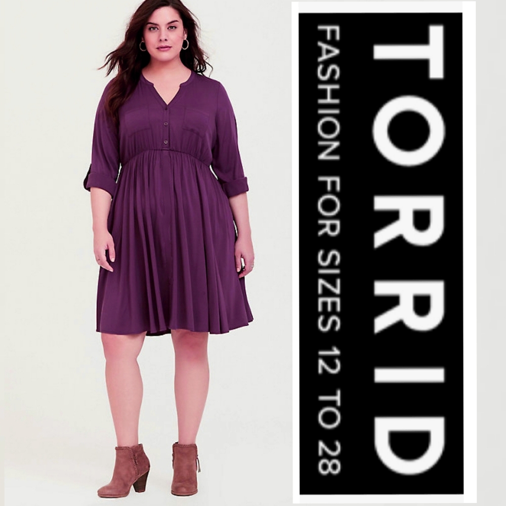 TORRID Challis Half Button Up Shirt Dress 3